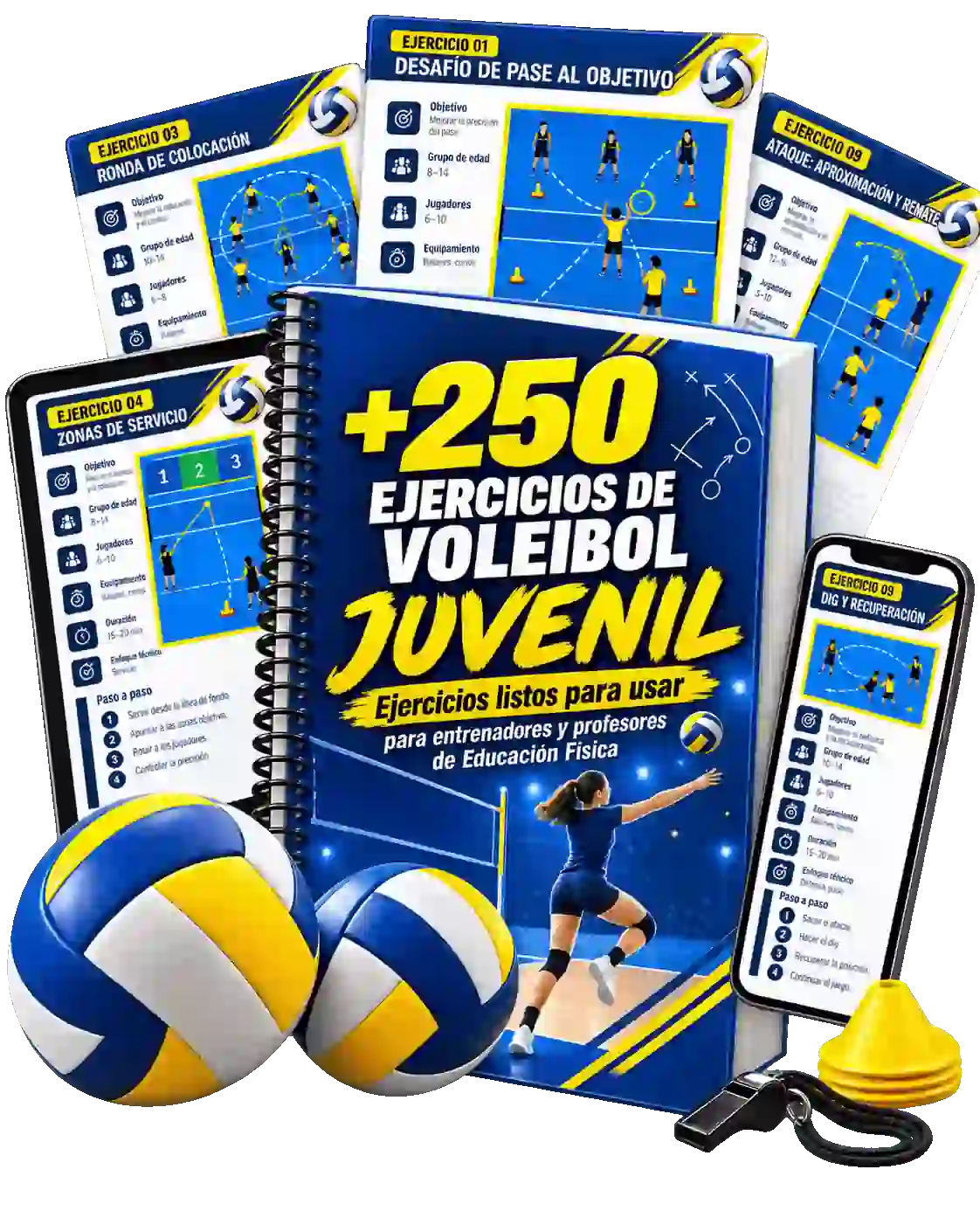 Mockup del Pack Básico de Ejercicios de Voleibol