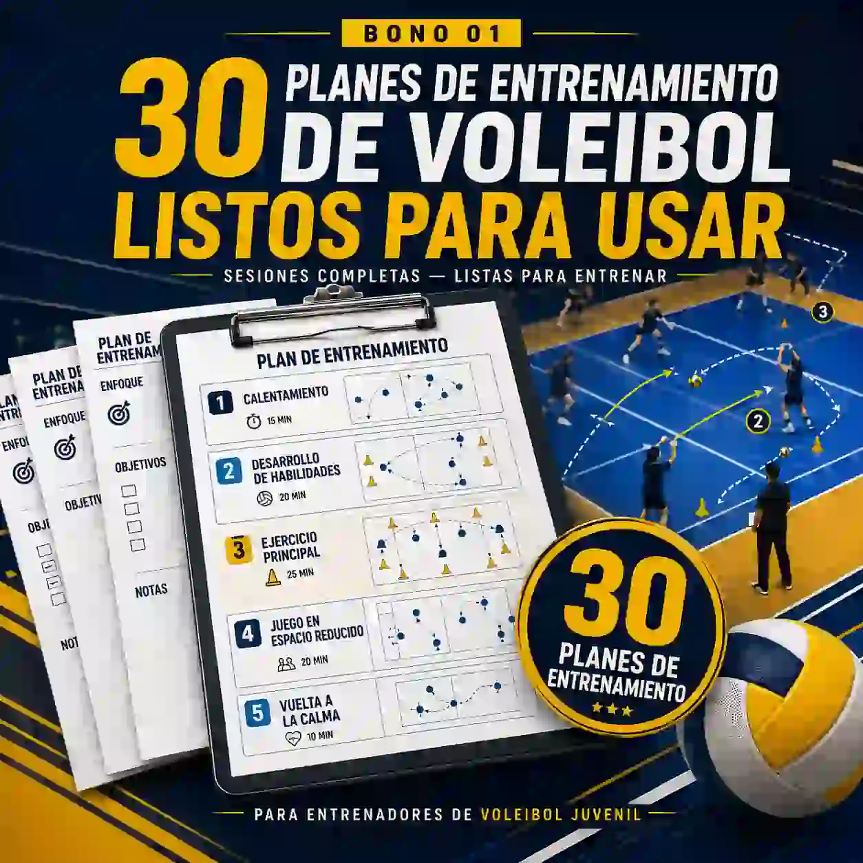 Bono 1 — 30 PLANES DE ENTRENAMIENTO DE VOLEIBOL LISTOS PARA USAR