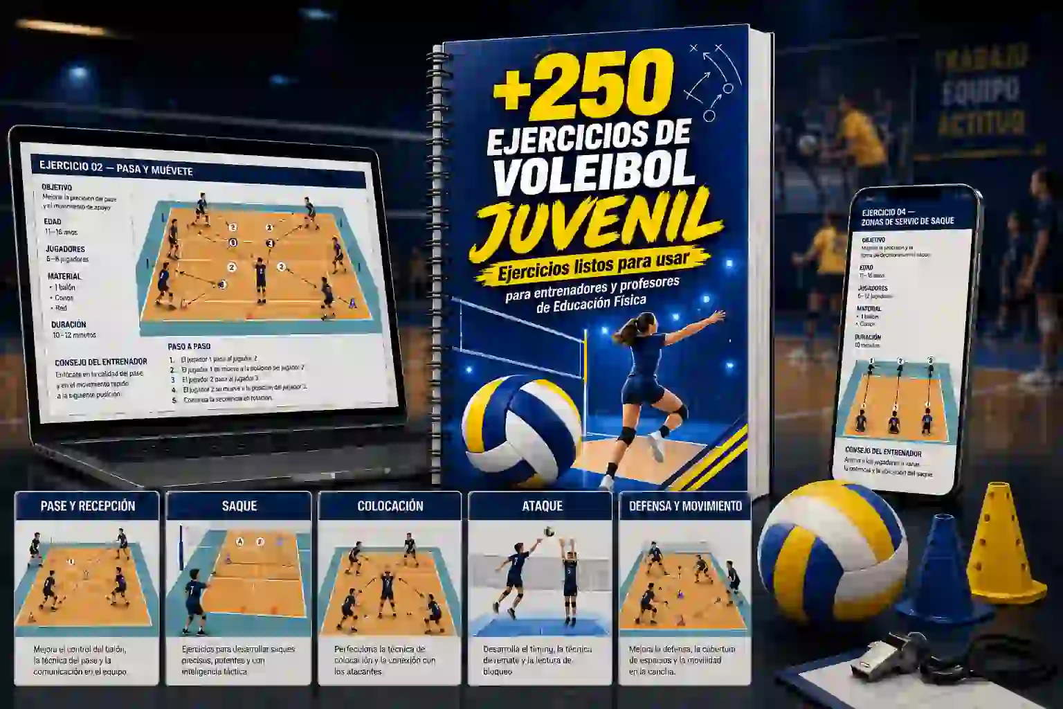 Mockup del producto Ejercicios de Voleibol Juvenil