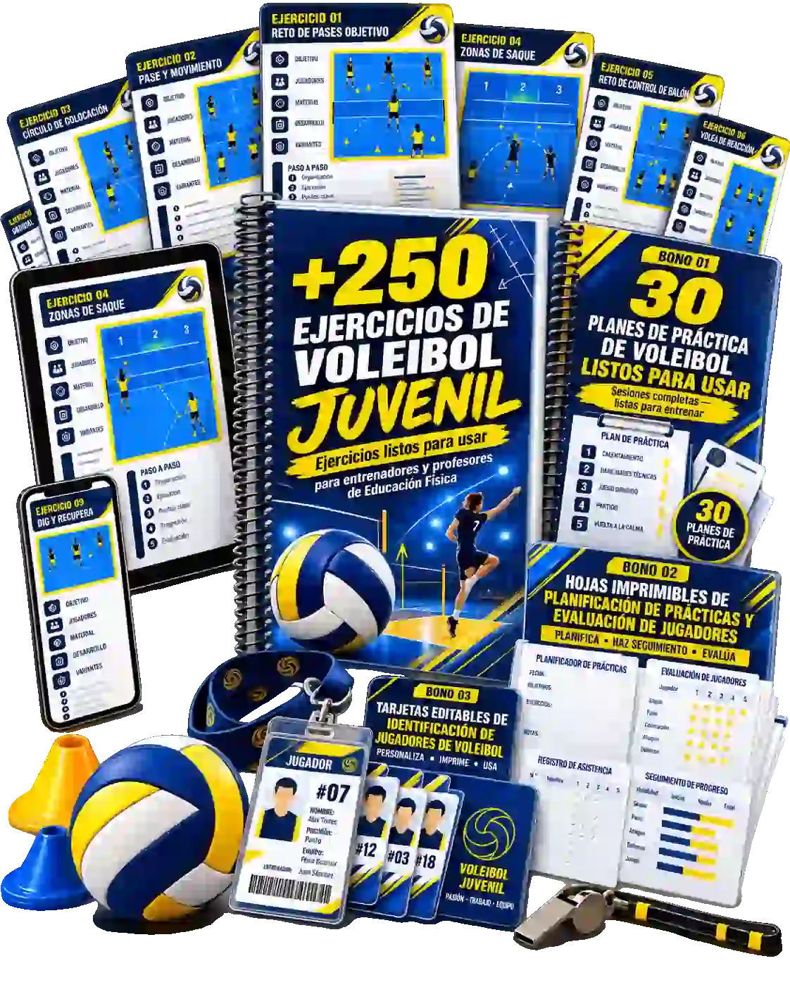 Mockup del Pack Premium de Ejercicios de Voleibol